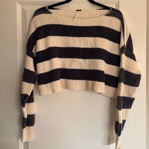 Free People Crop Striped Sweater